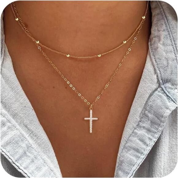 Cross Necklace for Women 07 Stack Cross Necklace - Gold